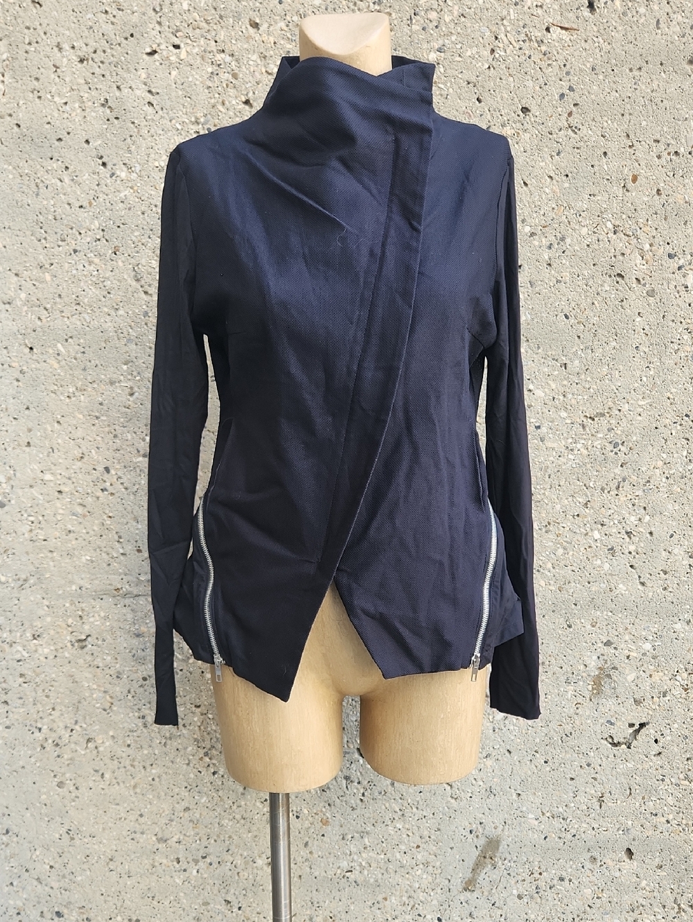 Art Point Asymmetrical Black Zip Detail Jacket